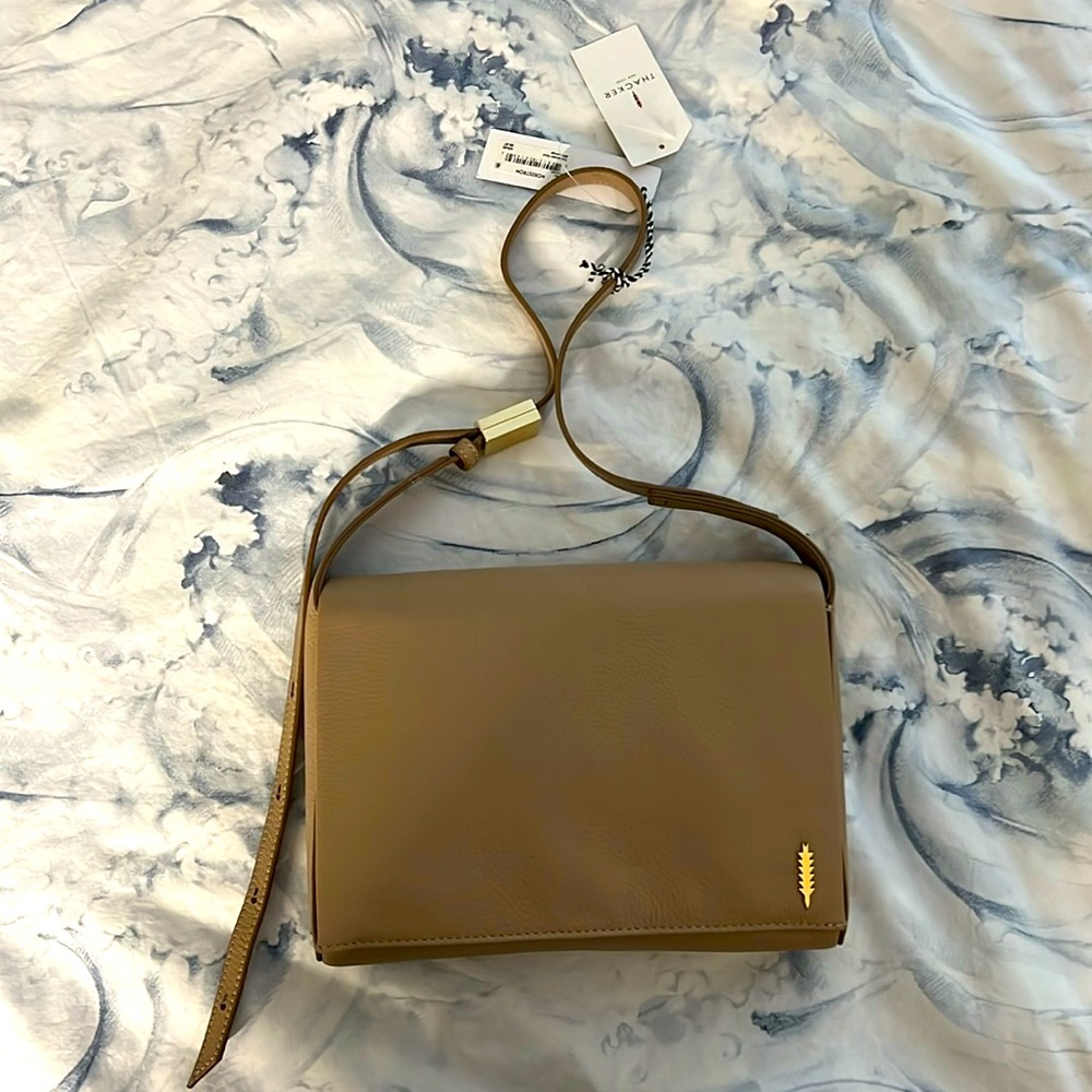 Thacker NY leather NEW with tags handbag Cappuccino color is light beige brown